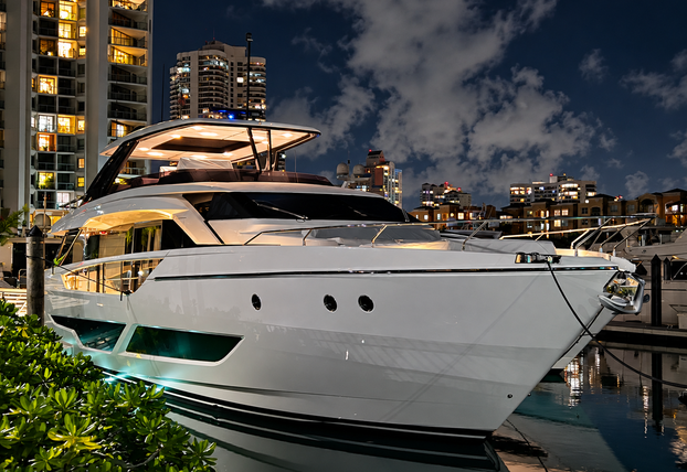 Dual Starlink Flat High Performance antennas mounted on superyacht radar arch