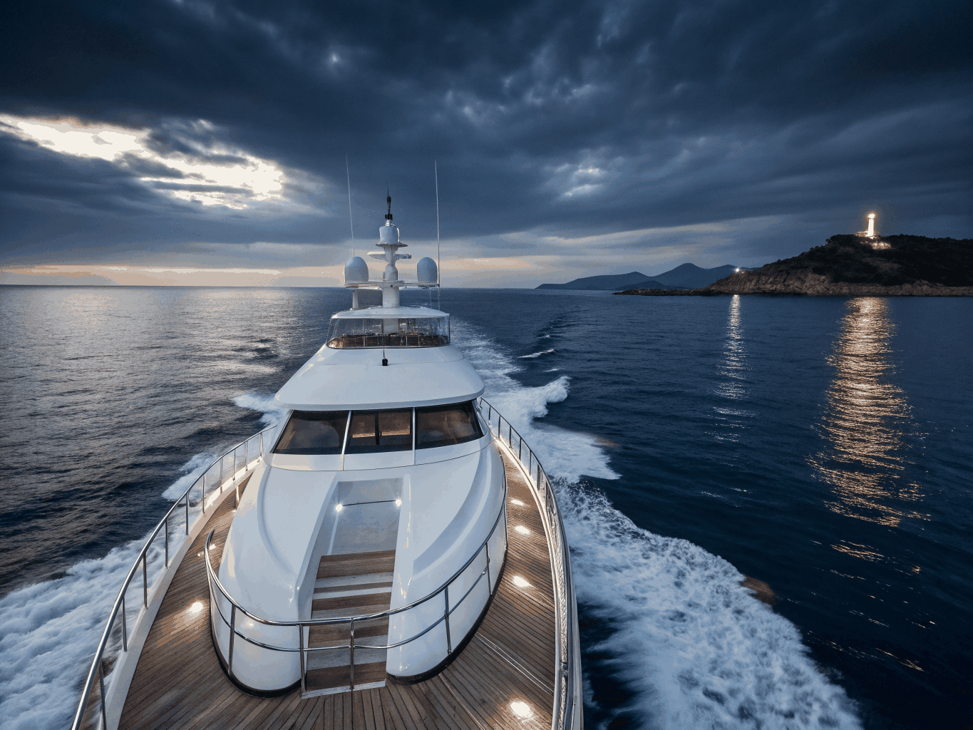 Dual Starlink Flat High Performance antennas mounted on superyacht radar arch